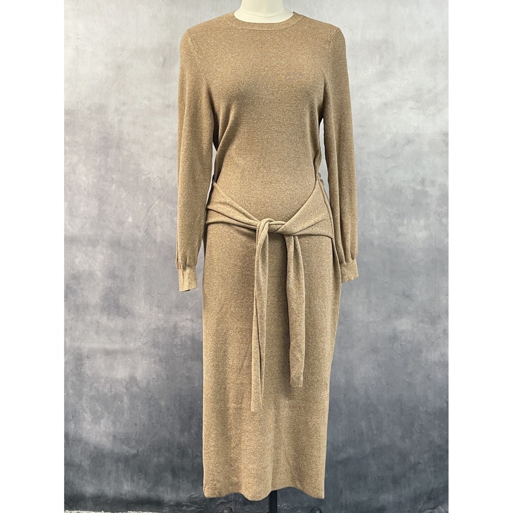 Rag And Bone Alnai Sweater Dress Size M Cotton Cashmere Tie Waist Quiet Luxury